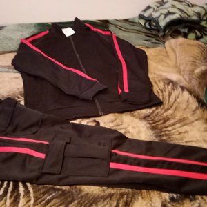 Black and red  striped cargo tracksuit